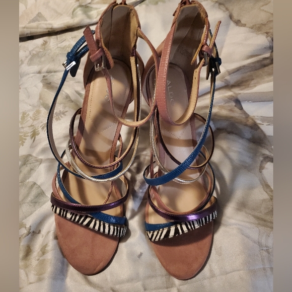 Mixed Print Strappy Stilettos - Picture 2 of 3